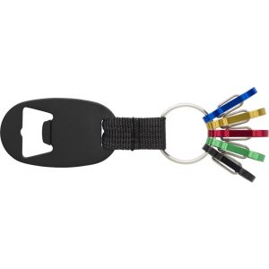 2-in-1 Schlüsselanhänger aus Aluminium Courtney, Schwarz