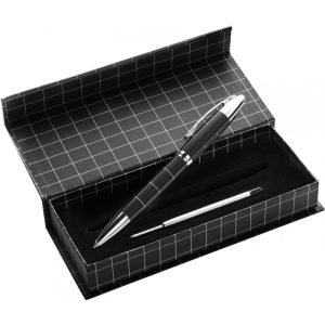 Kugelschreiber aus Metall Malika, Schwarz/Silber