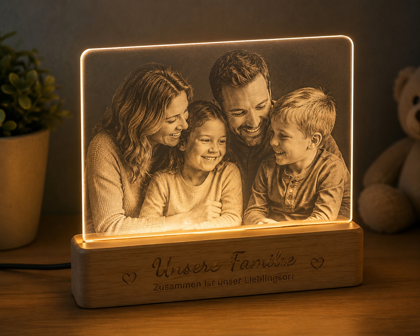 Led Lampe aus Acryl mit Lasergravur