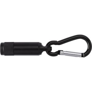 Mini-Taschenlampe aus Aluminium mit Karabiner Tracy, Schwarz