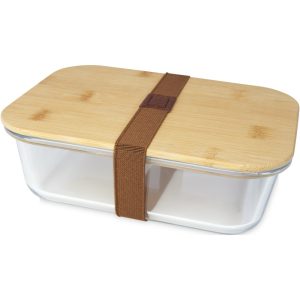 Roby Glas-Brotdose mit Bambusdeckel, natural, transparent kl