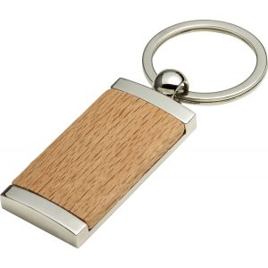Schlüsselanhänger aus Metall & Holz Jennie, Braun