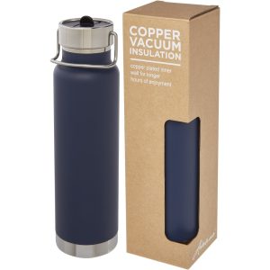 Thor 750 ml Kupfer-Vakuum Sportflasche mit Trinkhalm, dunkel