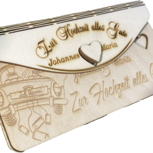 Geldumschlag aus Holz mit Lasergravur personalisiert #3