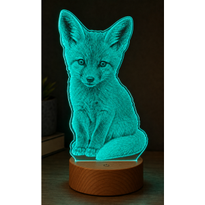 LED-Lampe mit Fotogravur aus Acryl "Little Fox"